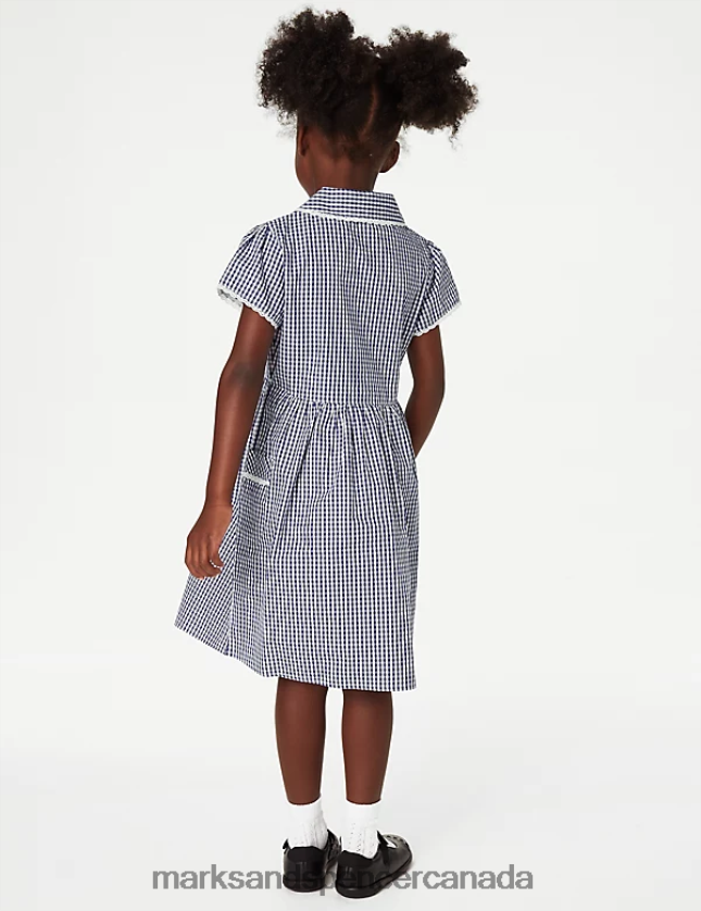 School Uniform 20VTD9560 Navy Kids Marks & Spencer Pure Cotton Gingham School Dress - Marks and Spencer online
