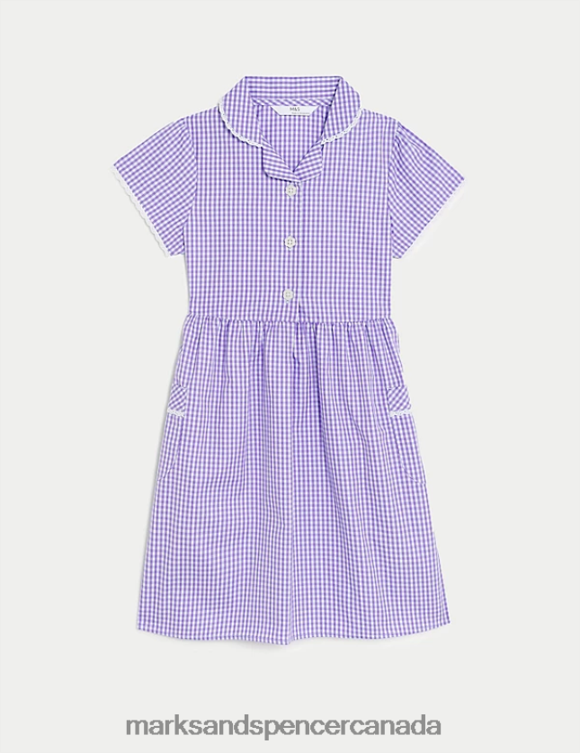 Marks and Spencer Canada - School Uniform 20VTD9563 Lilac Kids Marks & Spencer Pure Cotton Gingham School Dress