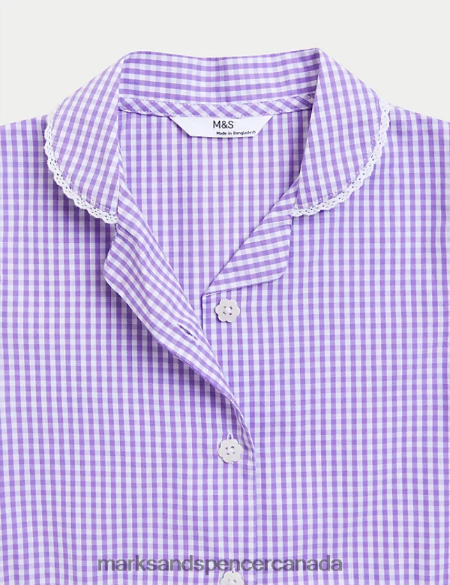Marks and Spencer Canada - School Uniform 20VTD9563 Lilac Kids Marks & Spencer Pure Cotton Gingham School Dress