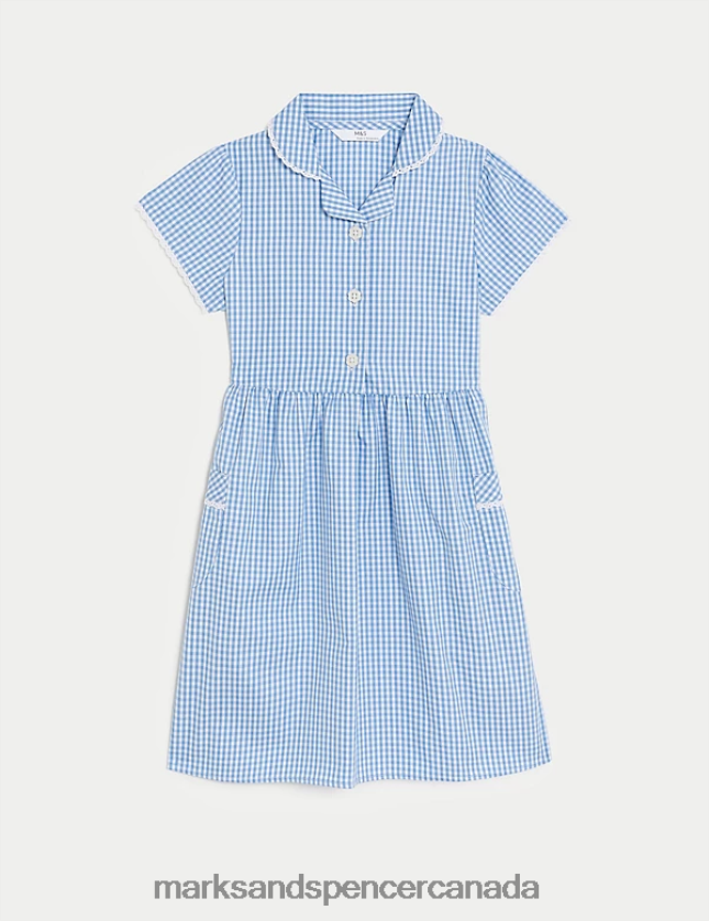 Marks and Spencer near me - School Uniform 20VTD9564 Light Blue Kids Marks & Spencer Pure Cotton Gingham School Dress
