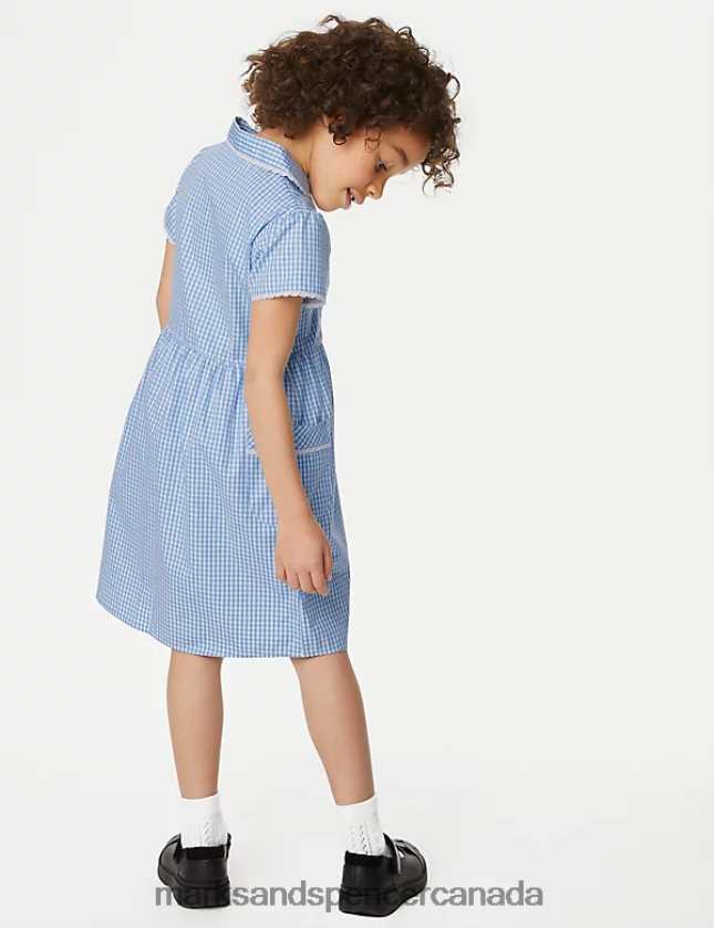 Marks and Spencer near me - School Uniform 20VTD9564 Light Blue Kids Marks & Spencer Pure Cotton Gingham School Dress