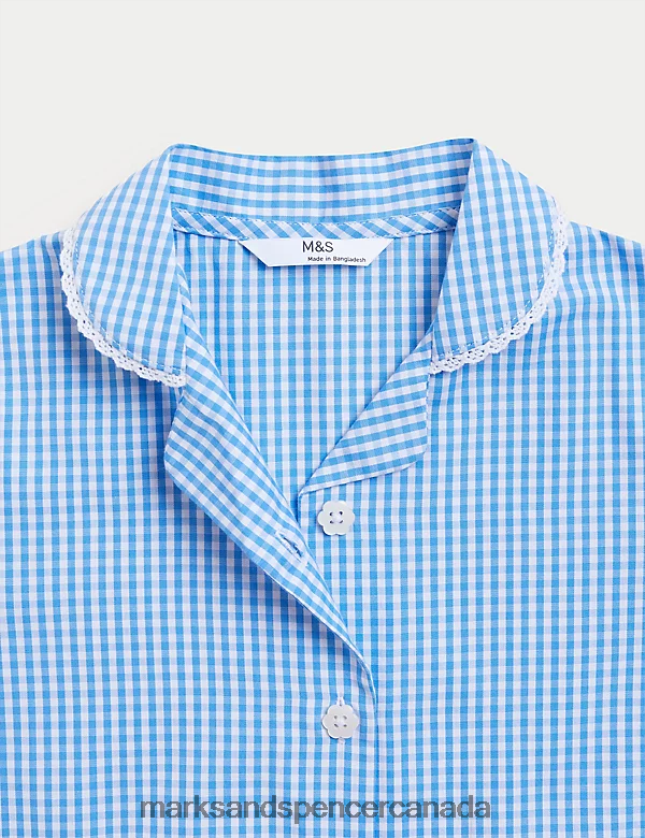 Marks and Spencer near me - School Uniform 20VTD9564 Light Blue Kids Marks & Spencer Pure Cotton Gingham School Dress