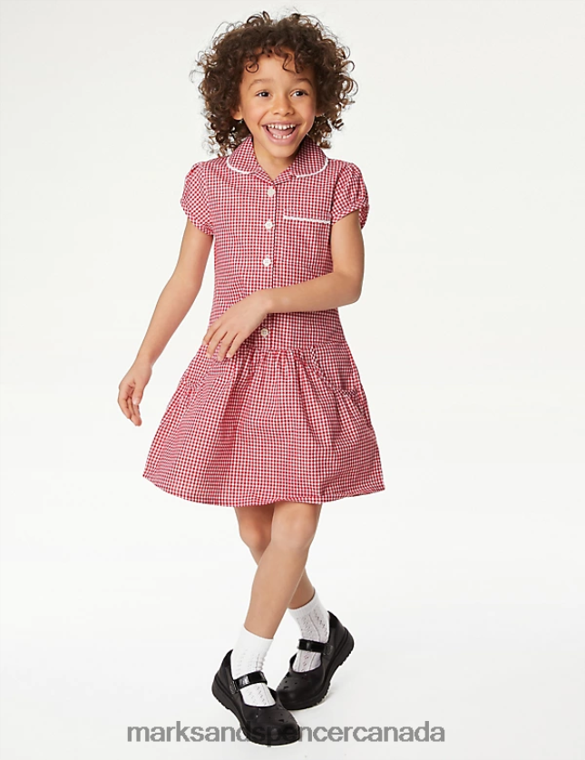 Marks and Spencer sale - School Uniform 20VTD9592 Red Kids Marks & Spencer 2pk Cotton Plus Fit School Dresses