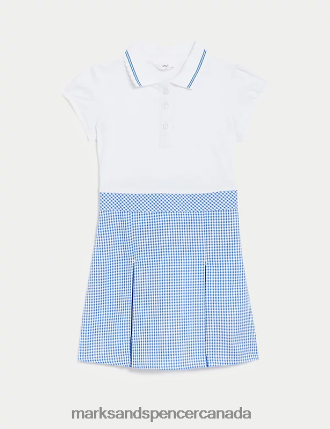 School Uniform 20VTD9650 Light Blue Kids Marks & Spencer 2 in 1 Gingham Pleated School Dress - Marks and Spencer Canada locations