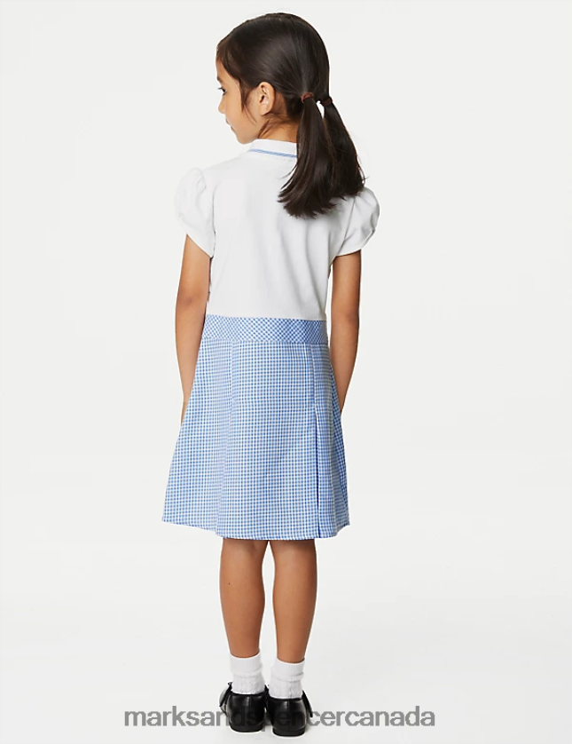 School Uniform 20VTD9650 Light Blue Kids Marks & Spencer 2 in 1 Gingham Pleated School Dress - Marks and Spencer Canada locations