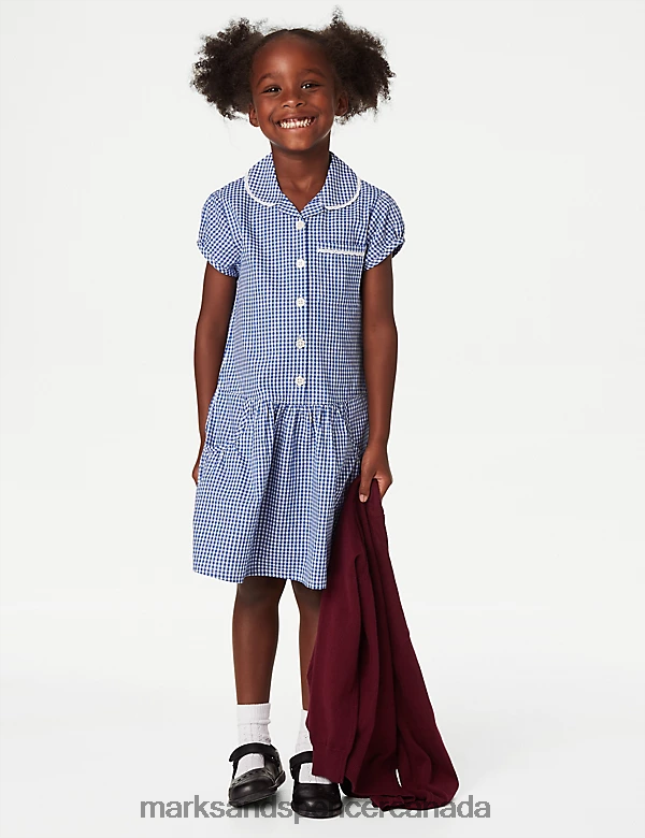 Marks and Spencer near me - School Uniform 20VTD9823 Mid Blue Kids Marks & Spencer 2pk Cotton Plus Fit School Dresses