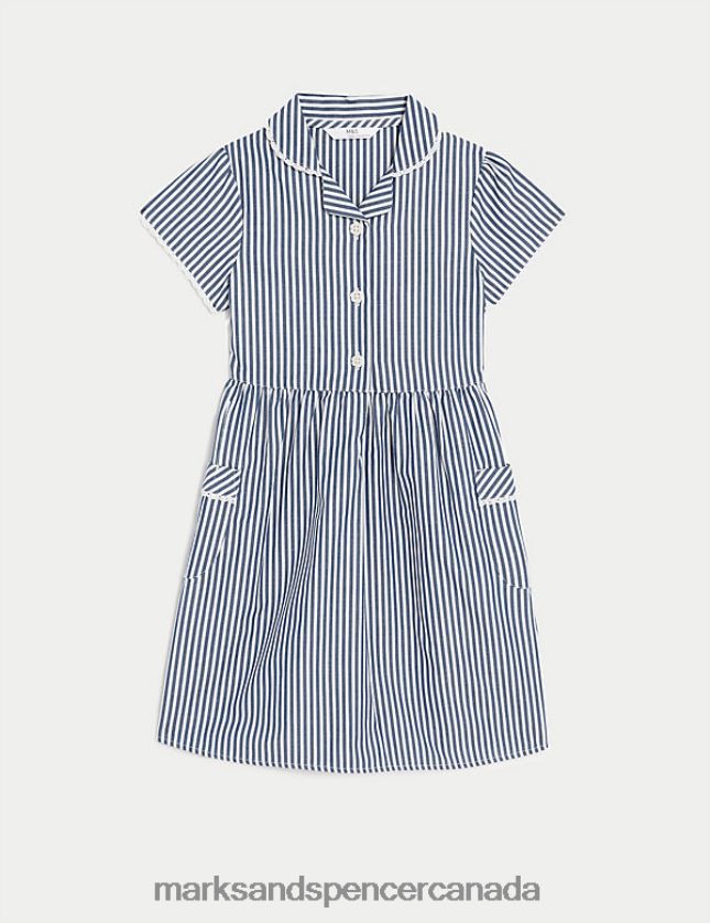 Marks and Spencer sale - School Uniform 20VTD9927 Navy Kids Marks & Spencer Pure Cotton Striped School Dress