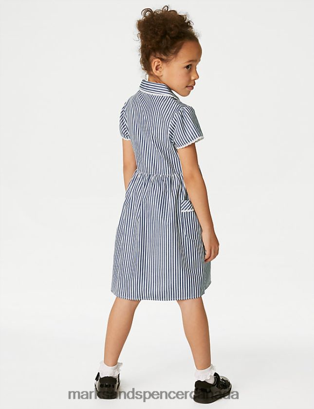 Marks and Spencer sale - School Uniform 20VTD9927 Navy Kids Marks & Spencer Pure Cotton Striped School Dress