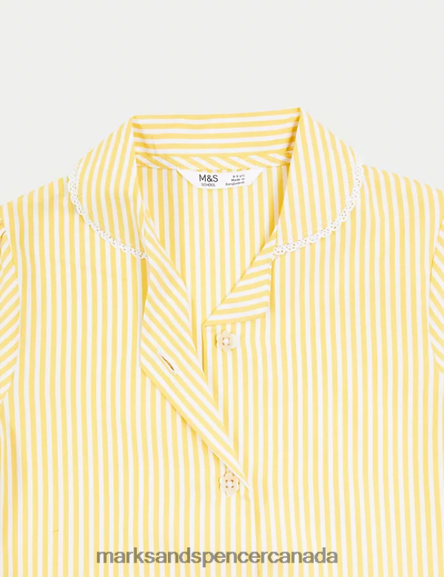 School Uniform 20VTD9928 Yellow Kids Marks & Spencer Pure Cotton Striped School Dress - Marks and Spencer online