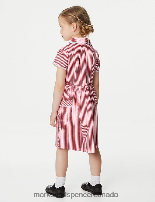 School Uniform 20VTD9929 Red Kids Marks & Spencer Pure Cotton Striped School Dress - Marks and Spencer Canada locations