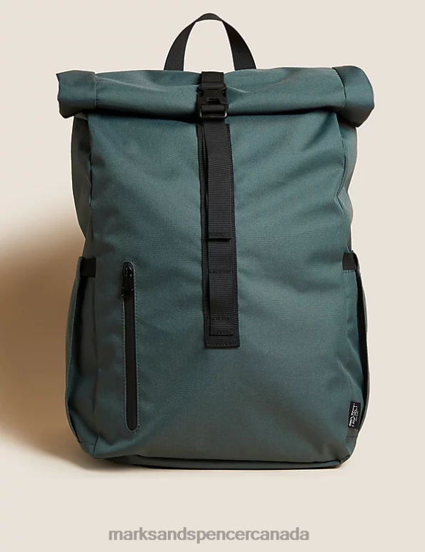 Men Green Accessories Marks & Spencer Recycled Polyester Pro-Tect Backpack 20VTD7144 - Marks and Spencer outlet