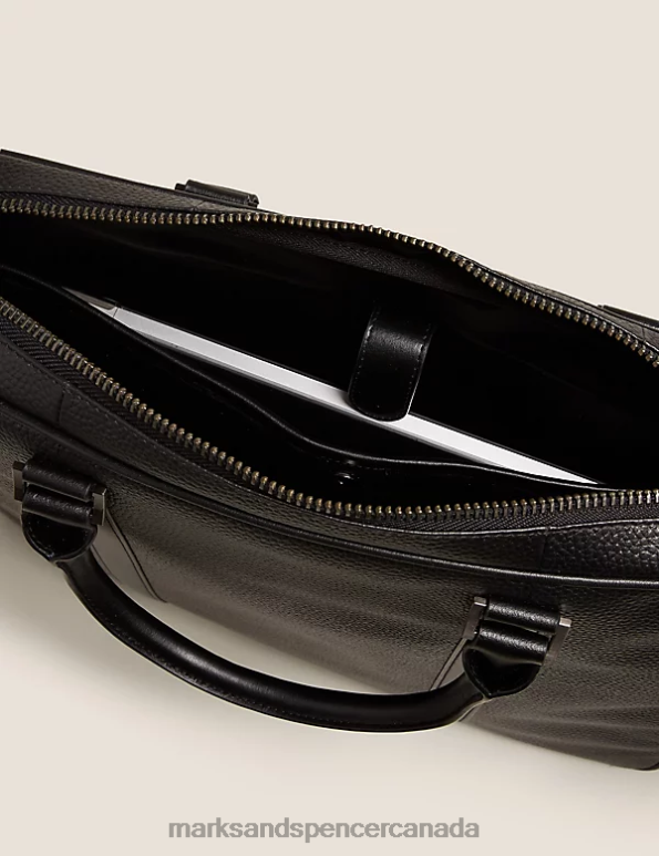 Men Black Accessories Marks & Spencer Leather Laptop Bag 20VTD3317 - Marks and Spencer Canada locations