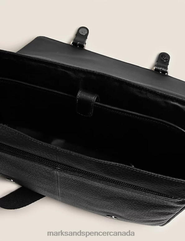 Men Black Accessories Marks & Spencer Leather Messenger Bag 20VTD6016 - Marks and Spencer outlet