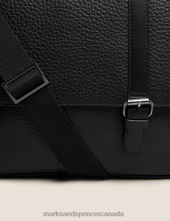 Men Black Accessories Marks & Spencer Leather Messenger Bag 20VTD6016 - Marks and Spencer outlet