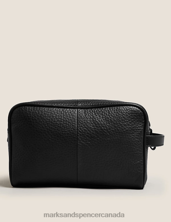 Marks and Spencer sale - Men Black Accessories Marks & Spencer Leather Washbag 20VTD6443