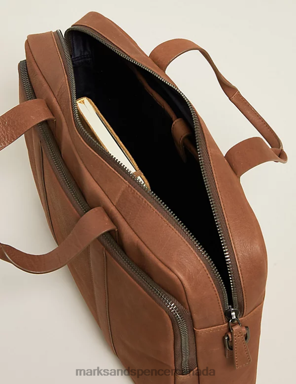 Men Brown Accessories Marks & Spencer Leather Briefcase 20VTD5660 - Marks and Spencer online