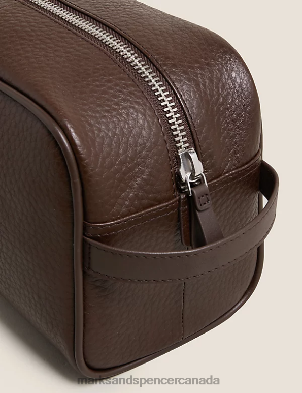Marks and Spencer near me - Men Brown Accessories Marks & Spencer Leather Washbag 20VTD6062