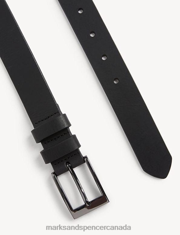 Men Black Accessories Marks & Spencer Leather Belt 20VTD6423 - Marks and Spencer Canada locations