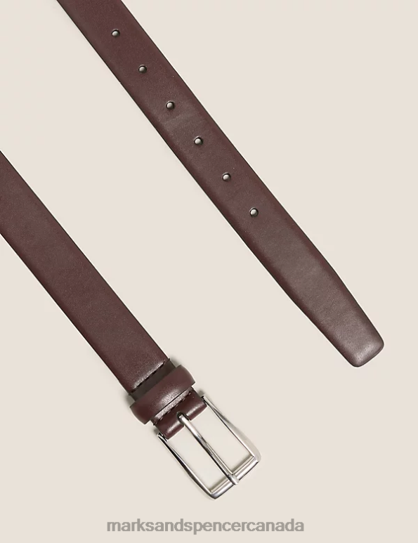 Men Dark Brown Accessories Marks & Spencer Rectangular Buckle Smart Belt 20VTD7514 - Marks and Spencer online