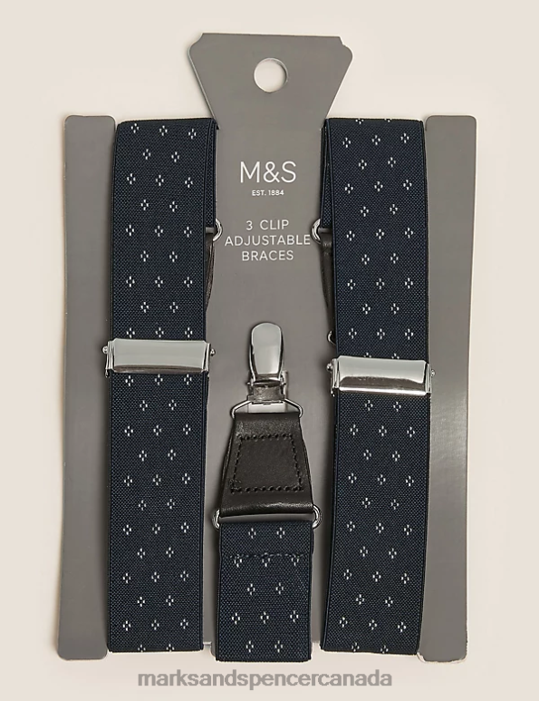 Men Navy Accessories Marks & Spencer Adjustable Braces 20VTD6433 - Marks and Spencer outlet