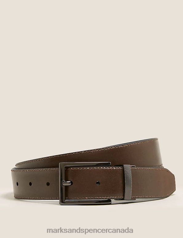 Men Navy Accessories Marks & Spencer Leather Reversible Belt 20VTD7202 - Marks and Spencer outlet