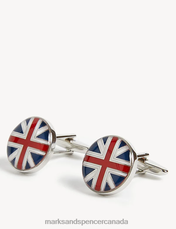 Men Silver Mix Accessories Marks & Spencer Union Jack Cufflinks 20VTD5142 - Marks and Spencer outlet