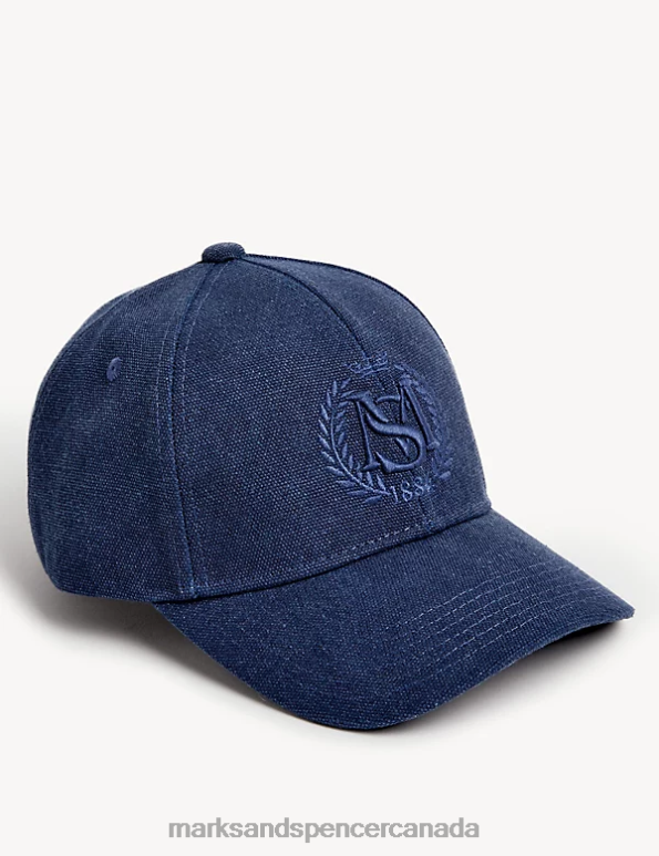 Men Blue Accessories Marks & Spencer Cotton Blend Embroidered Baseball Cap 20VTD5419 - Marks and Spencer Canada locations