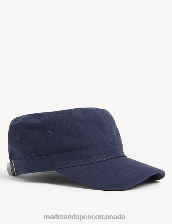 Men Dark Navy Accessories Marks & Spencer Pure Cotton Baseball Cap 20VTD6002 - Marks and Spencer outlet