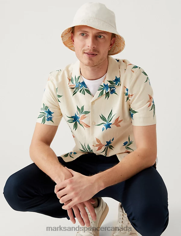 Marks and Spencer near me - Men Ecru Mix Accessories Marks & Spencer Pure Cotton Reversible Bucket Hat 20VTD5809