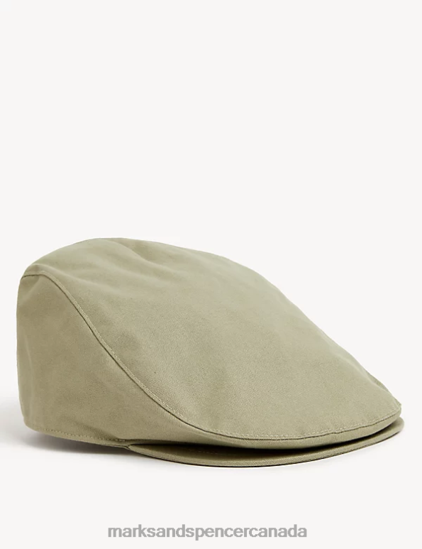 Marks and Spencer near me - Men Green Accessories Marks & Spencer Pure Cotton Flat Cap 20VTD5505