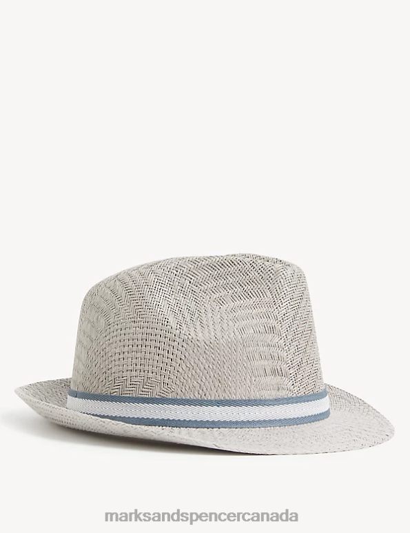 Marks and Spencer Canada - Men Grey Accessories Marks & Spencer Textured Trilby 20VTD6037