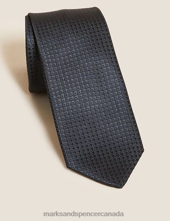 Men Black Accessories Marks & Spencer Skinny Geometric Tie 20VTD6204 - Marks and Spencer online