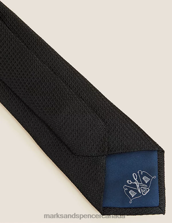 Men Black Accessories Marks & Spencer Textured Pure Silk Tie 20VTD6361 - Marks and Spencer Canada locations