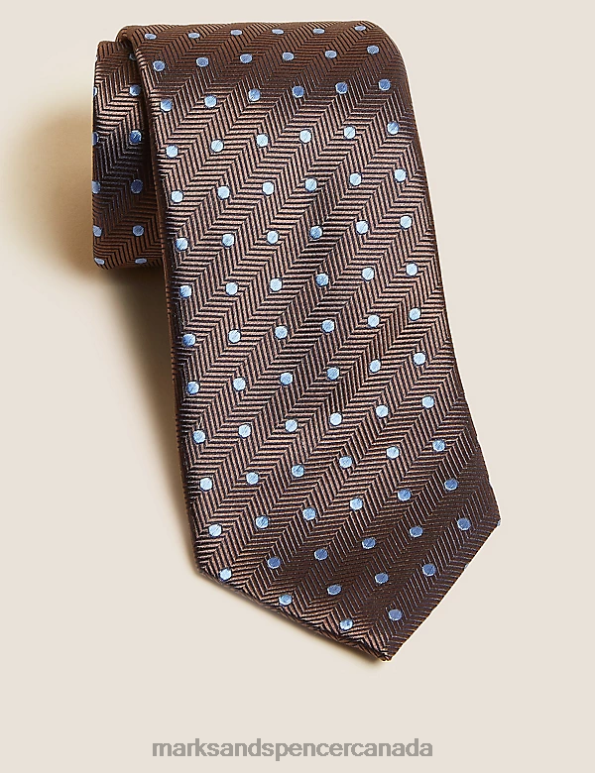 Marks and Spencer sale - Men Brown Mix Accessories Marks & Spencer Textured Polka Dot Pure Silk Tie 20VTD5867