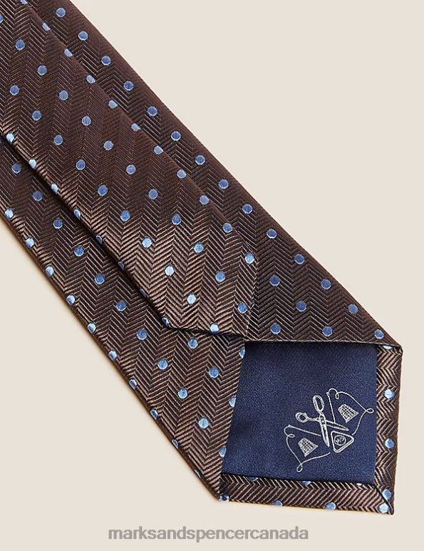 Marks and Spencer sale - Men Brown Mix Accessories Marks & Spencer Textured Polka Dot Pure Silk Tie 20VTD5867