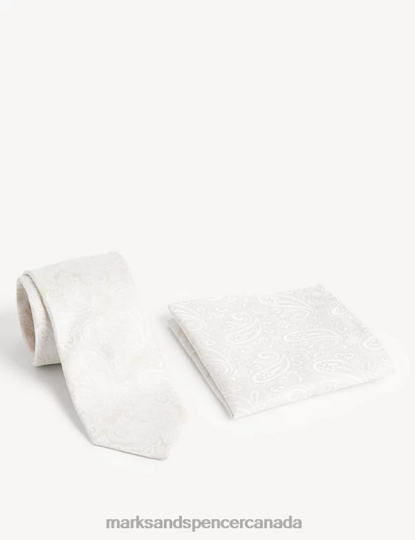 Marks and Spencer Canada - Men Champagne Accessories Marks & Spencer Paisley Tie & Pocket Square Set 20VTD7005