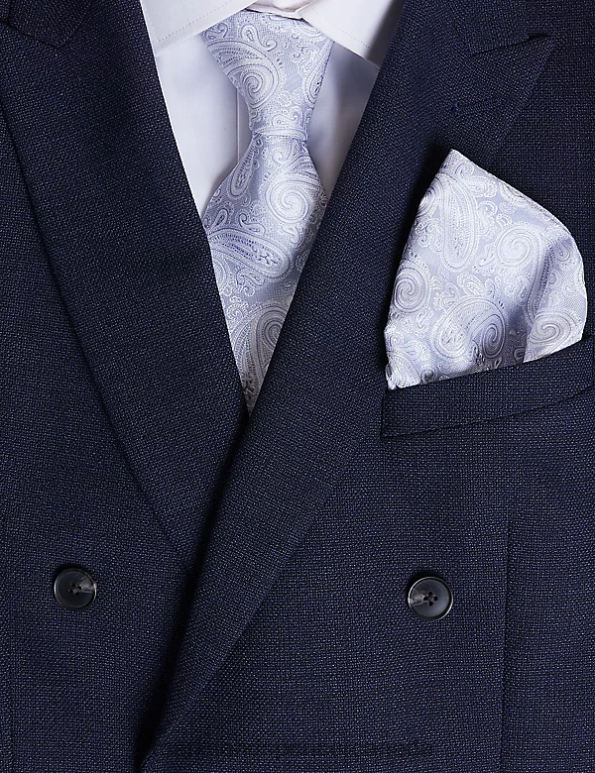 Men Cream Accessories Marks & Spencer Paisley Tie & Pocket Square Set 20VTD6639 - Marks and Spencer Canada locations