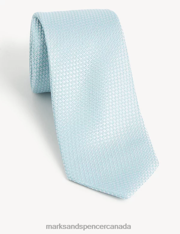 Marks and Spencer Canada - Men Dusty Blue Accessories Marks & Spencer Textured Pure Silk Tie 20VTD6363