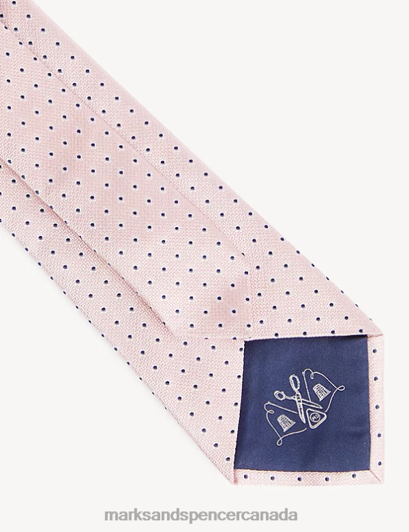 Men Pink Accessories Marks & Spencer Foulard Pure Silk Tie 20VTD5934 - Marks and Spencer online