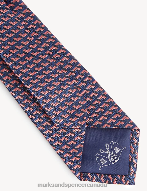 Men Purple Accessories Marks & Spencer Geometric Pure Silk Tie 20VTD5507 - Marks and Spencer Canada locations