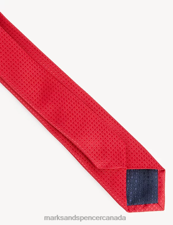 Men Red Accessories Marks & Spencer Skinny Geometric Tie 20VTD6205 - Marks and Spencer Canada locations