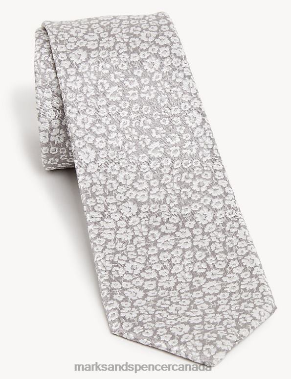Marks and Spencer near me - Men Silver Accessories Marks & Spencer Slim Floral Italian Pure Silk Tie 20VTD7194