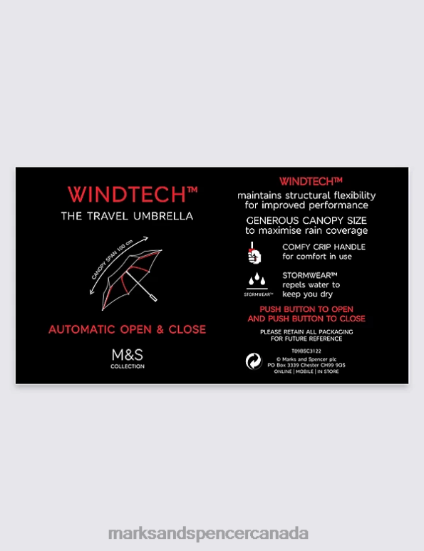 Men Black Accessories Marks & Spencer Briefcase Umbrella with Stormwear & Windtech 20VTD6840 - Marks and Spencer outlet