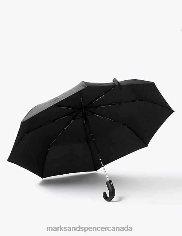 Men Black Accessories Marks & Spencer Recycled Polyester Crook Handle Umbrella with Windtech 20VTD6466 - Marks and Spencer online