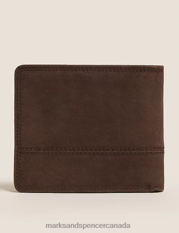 Marks and Spencer sale - Men Brown Accessories Marks & Spencer Leather Bi-Fold Cardsafe Wallet 20VTD6422