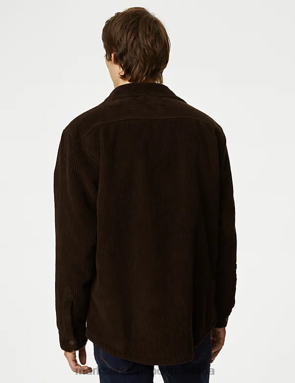 Men Bitter Chocolate Clothing Marks & Spencer Pure Cotton Corduroy Borg Lined Shacket 20VTD7087 - Marks and Spencer online