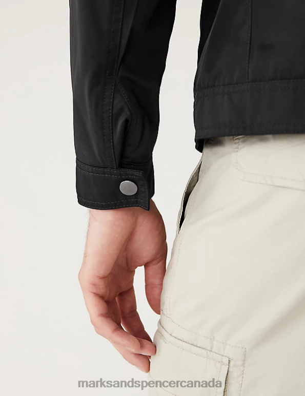 Marks and Spencer sale - Men Black Clothing Marks & Spencer Biker Jacket with Stormwear 20VTD6613