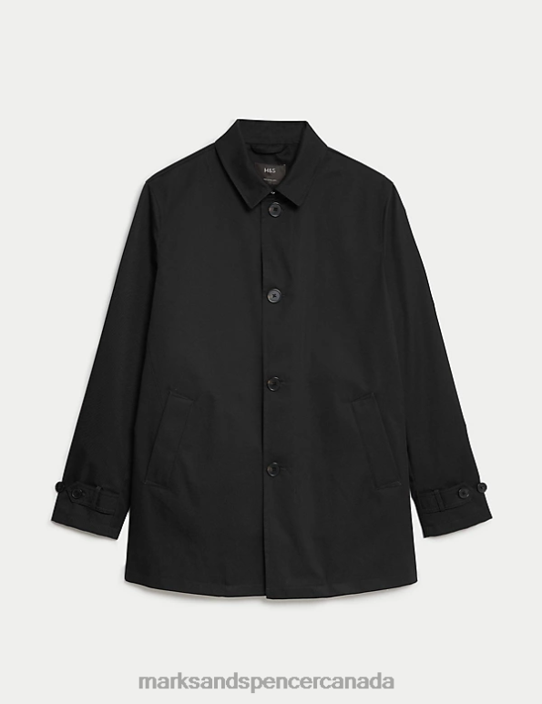 Marks and Spencer sale - Men Black Clothing Marks & Spencer Cotton Blend Mac with Stormwear 20VTD5034