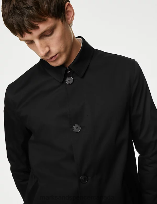 Marks and Spencer sale - Men Black Clothing Marks & Spencer Cotton Blend Mac with Stormwear 20VTD5034