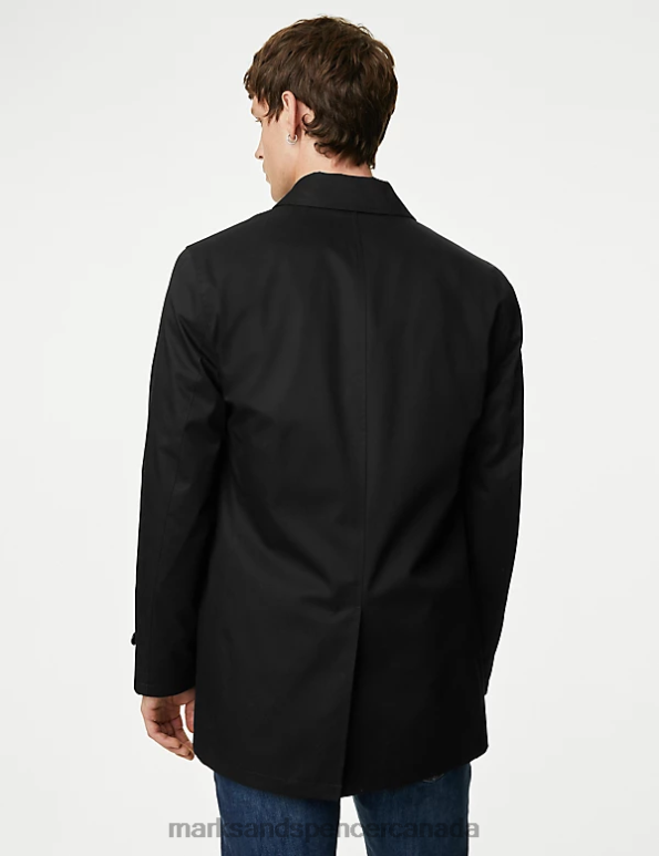 Marks and Spencer sale - Men Black Clothing Marks & Spencer Cotton Blend Mac with Stormwear 20VTD5034